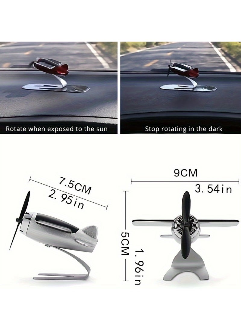 Solar-Powered Plastic Aircraft Dashboard Ornament - Car Interior Decoration for Men and Women, Creative Desktop Accessory for Car Enthusiasts, Ideal Gift