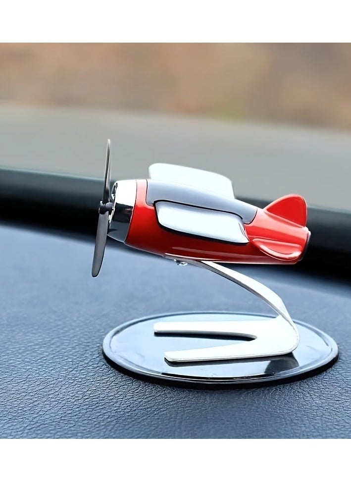 Solar-Powered Plastic Aircraft Dashboard Ornament - Car Interior Decoration for Men and Women, Creative Desktop Accessory for Car Enthusiasts, Ideal Gift