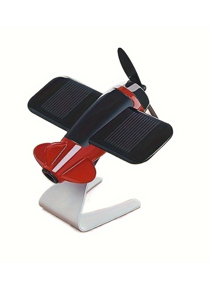 Solar-Powered Plastic Aircraft Dashboard Ornament - Car Interior Decoration for Men and Women, Creative Desktop Accessory for Car Enthusiasts, Ideal Gift