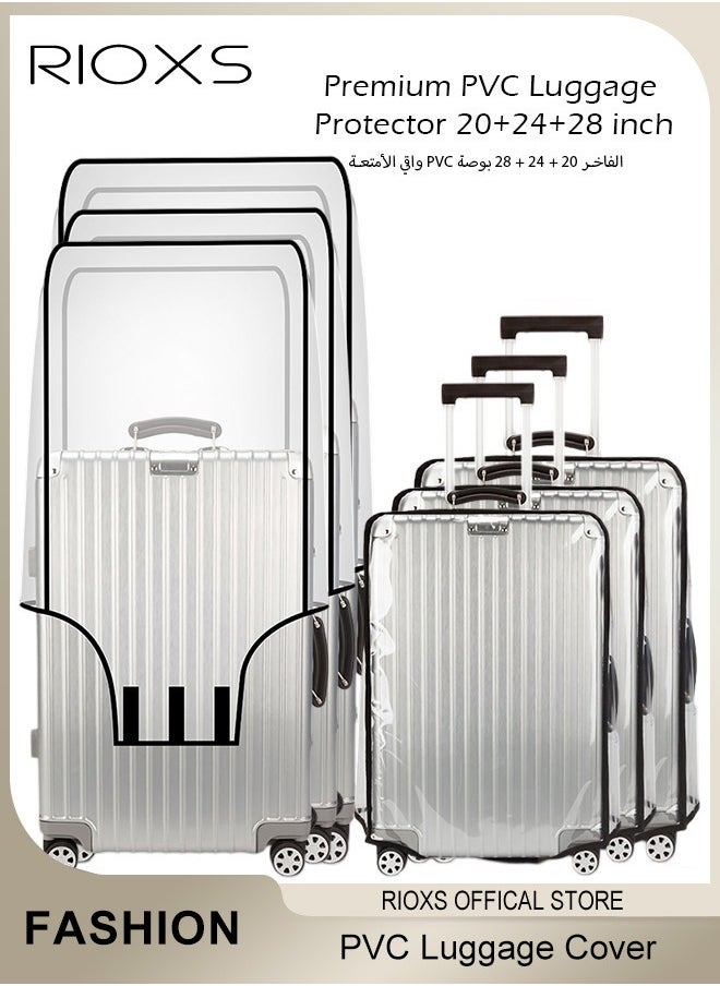 RIOXS Premium PVC Luggage Protector,20+24+28 Inch Waterproof Dustproof & Anti-Scratch Suitcase Covers for Travel Check-in Luggage Protection,Rainy Days Durable Dirt-Resistant Luggage Covers  - Image 1