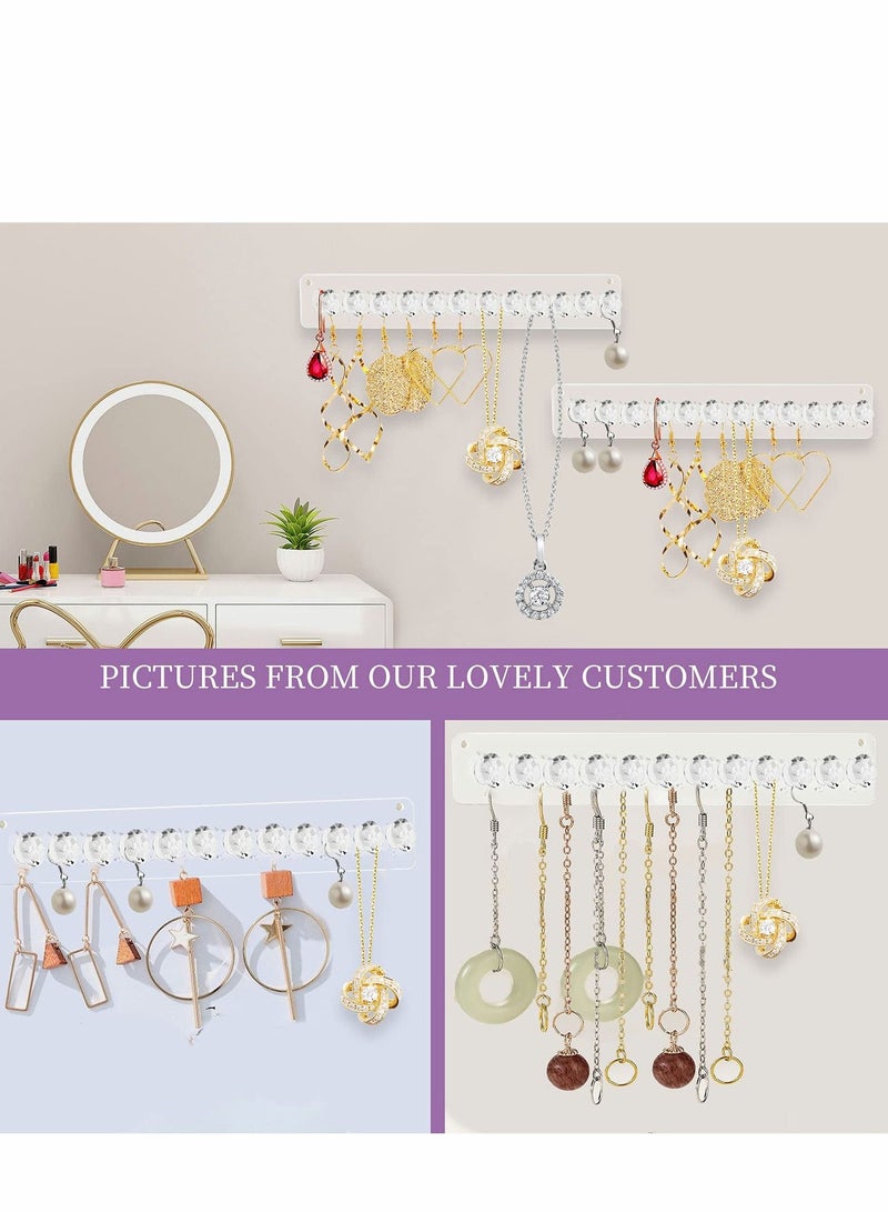 Excefore Necklace Hanger, 4 Pack Acrylic Organizer Wall Mount Holder with 12 Diamond Shape Hooks, Jewelry Hooks for Necklaces, Bracelets, Chains - Image 3