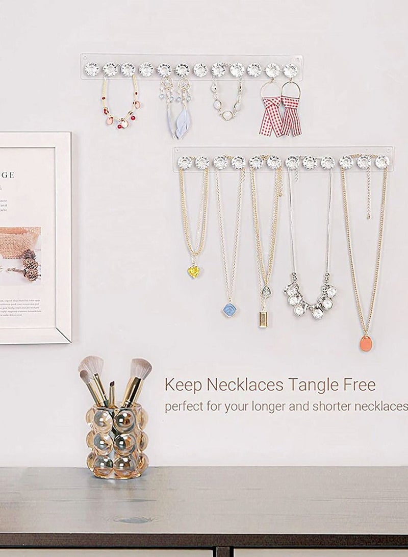 Excefore Necklace Hanger, 4 Pack Acrylic Organizer Wall Mount Holder with 12 Diamond Shape Hooks, Jewelry Hooks for Necklaces, Bracelets, Chains - Image 5