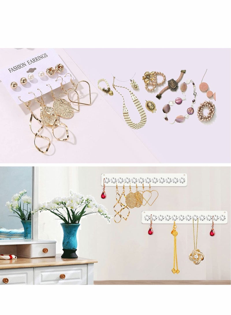 Excefore Necklace Hanger, 4 Pack Acrylic Organizer Wall Mount Holder with 12 Diamond Shape Hooks, Jewelry Hooks for Necklaces, Bracelets, Chains - Image 2