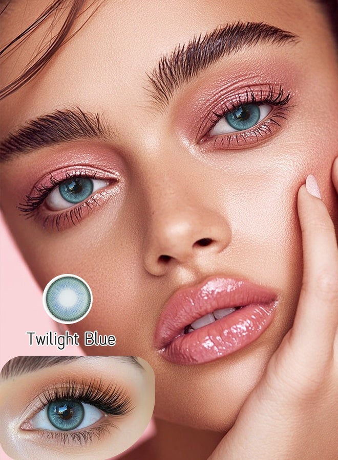 عيون غامضة عدسات لاصقة ملونة من Mystic Eyes بلون توالايت بلو لمدة ستة أشهر 14.00 مم بعدسة زرقاء ناعمة - Image 1