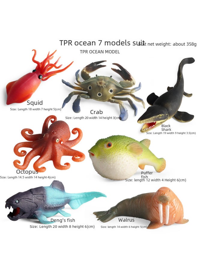 Children's Solid Simulation Ocean Life Models Great White Shark Megalodon Whale Shark Tiger Blue Whale Toys Ornaments-Color:Wild Marine Animals (5 Sets) 0.61kg - Image 5