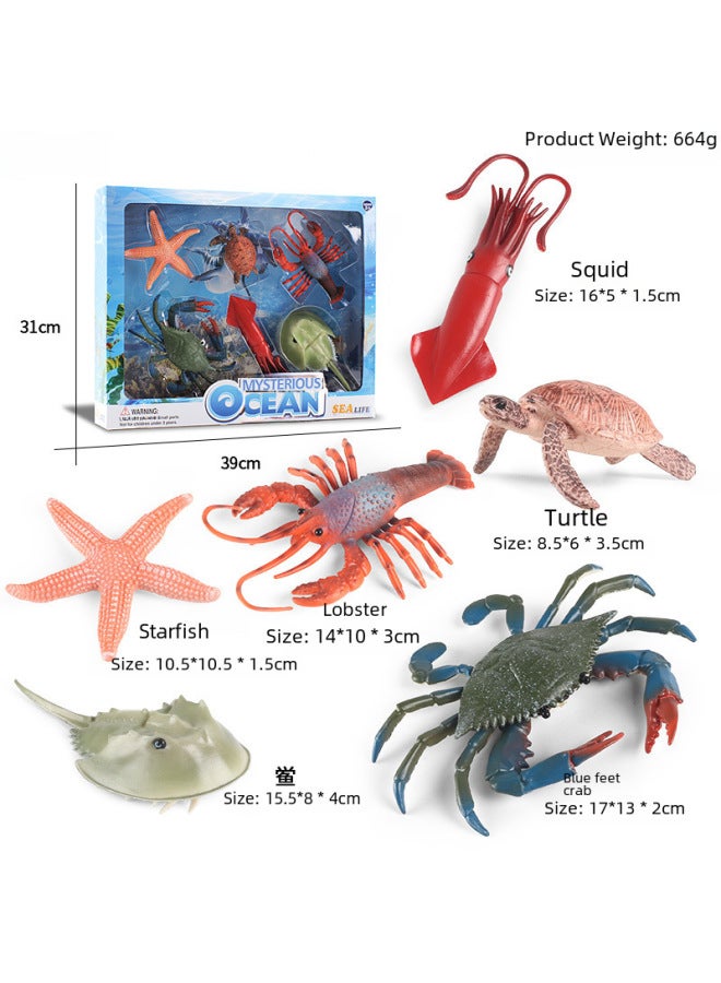 Children's Solid Simulation Ocean Life Models Great White Shark Megalodon Whale Shark Tiger Blue Whale Toys Ornaments-Color:Wild Marine Animals (5 Sets) 0.61kg - Image 3