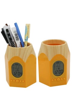 Pencil Head Pen Holder with LED Digital Alarm Clock Multifunction Pencil Table Clock with Temperature Calendar for Desk
