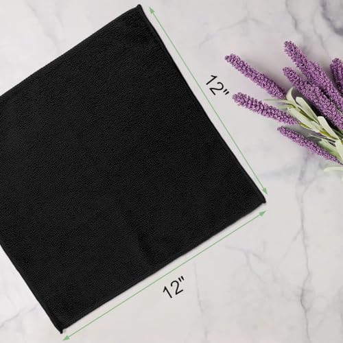 UNIMADE Washcloths 20 Pack Face Towels 12 x 12 Highly Soft Wash Cloths and Hand Towels Fast Drying MultiPurpose Microfiber Cleansing Cloths for Bathroom Hotel Spa and Salon Black - Image 3