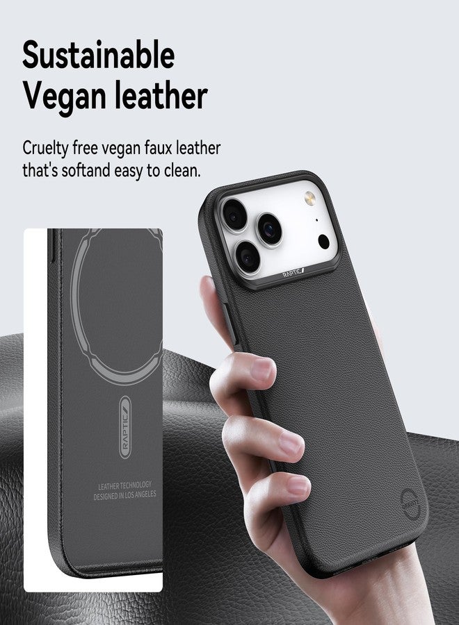 رابتيك جراب Raptic Urban Nano لهاتف iPhone 17 Pro Max، متوافق مع MagSafe [زر تحكم الكاميرا مغطى]، غطاء من الجلد البوليمري النباتي خفيف الوزن للغاية [معيار عسكري 2M] مقاوم للخدش - أسود - Image 3