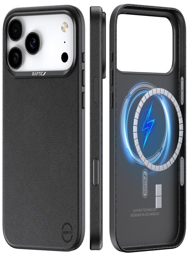 رابتيك جراب Raptic Urban Nano لهاتف iPhone 17 Pro Max، متوافق مع MagSafe [زر تحكم الكاميرا مغطى]، غطاء من الجلد البوليمري النباتي خفيف الوزن للغاية [معيار عسكري 2M] مقاوم للخدش - أسود - Image 1