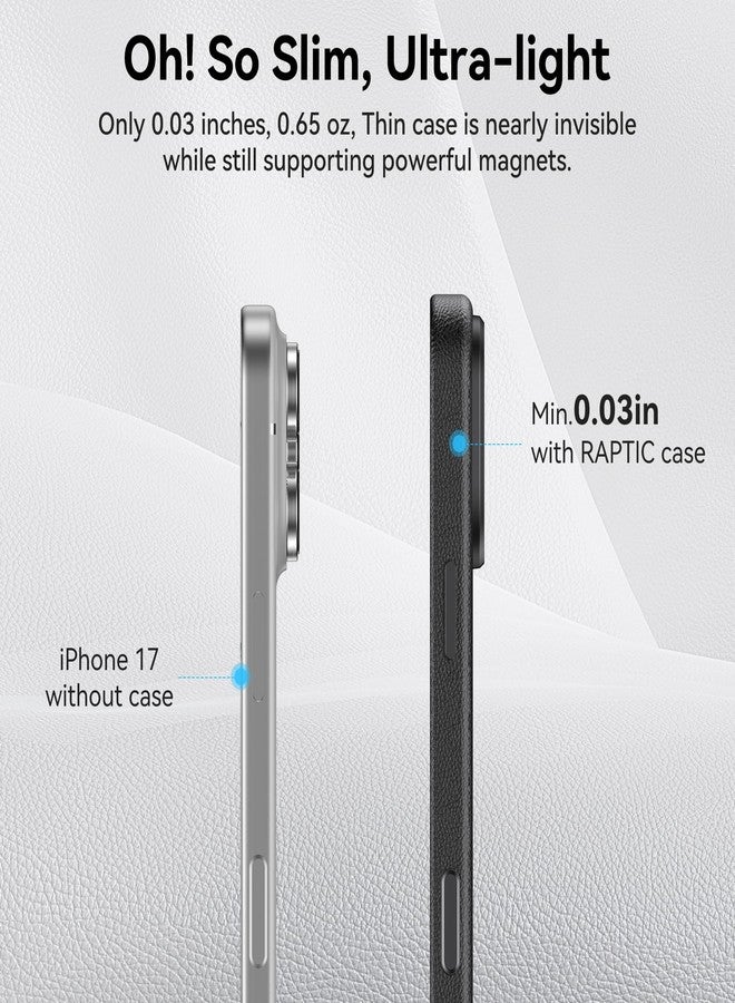 رابتيك جراب Raptic Urban Nano لهاتف iPhone 17 Pro Max، متوافق مع MagSafe [زر تحكم الكاميرا مغطى]، غطاء من الجلد البوليمري النباتي خفيف الوزن للغاية [معيار عسكري 2M] مقاوم للخدش - أسود - Image 4