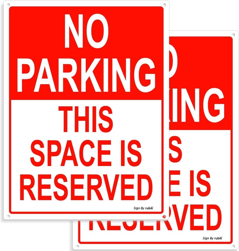 Rubik علامة عدم الوقوف أكريليك - هذه المساحة محجوزة 30x22.5 سم، حجم A4 علامة بلاستيكية كبيرة عاكسة محمية من الأشعة فوق البنفسجية ومقاومة للطقس - أبيض/أحمر (2) - Image 1