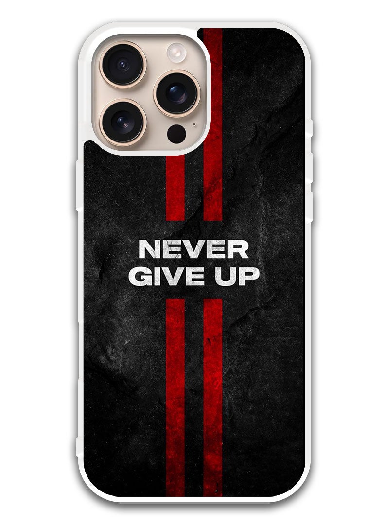 Theodor Protective Case Cover For APPLE IPHONE 16 Pro Never Give up stripes (White Bumper) - Image 1