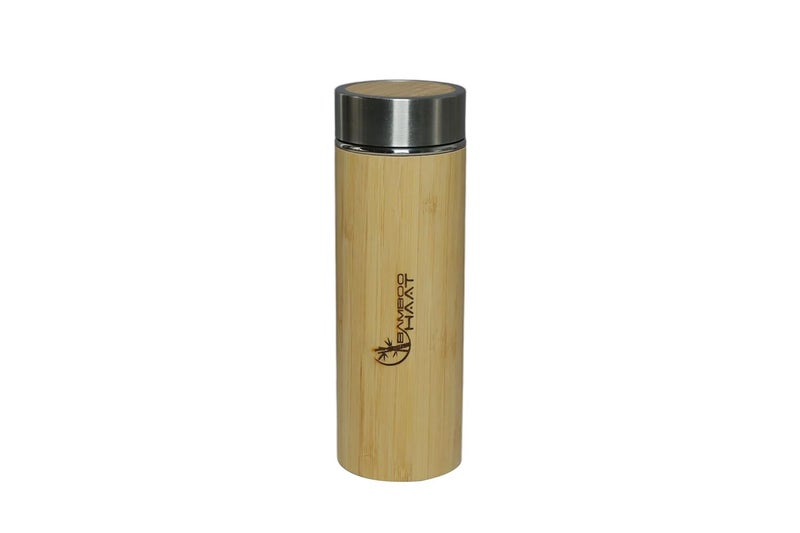 BAMBOO HAAT 100 Organic Bamboo Stainless Steel Infuser Water Bottle Tumbler with Tea Infuser Strainer Latest Vacuum Insulation Technology Keep Coffee 450ml 2 Count - Image 5
