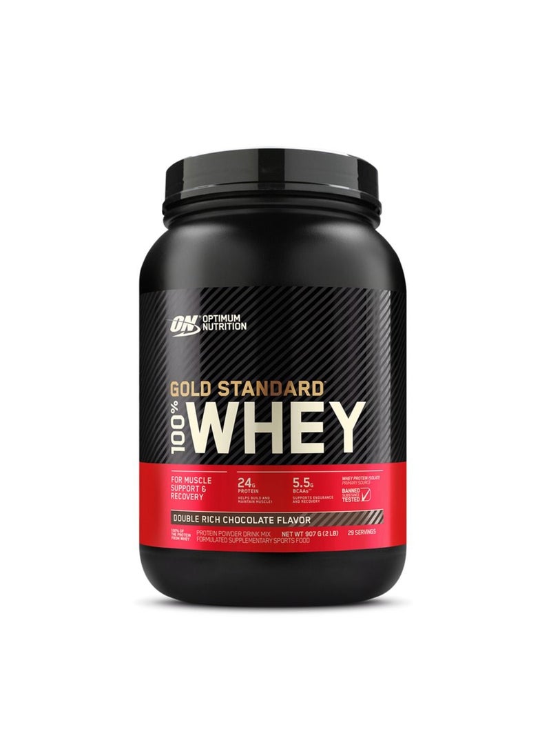 Optimum Nutrition - Gold Standard 100% Whey Protein Powder, for Muscle Support & Recovery, Primary Source Whey Protein Isolate - Double Rich Chocolate, 907 Grams (2 lbs), 29 Servings - Image 1