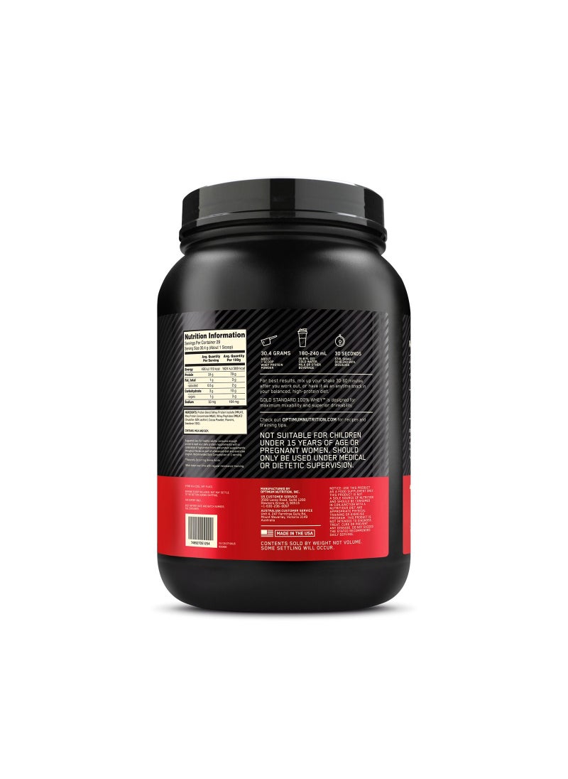 Optimum Nutrition - Gold Standard 100% Whey Protein Powder, for Muscle Support & Recovery, Primary Source Whey Protein Isolate - Double Rich Chocolate, 907 Grams (2 lbs), 29 Servings - Image 1