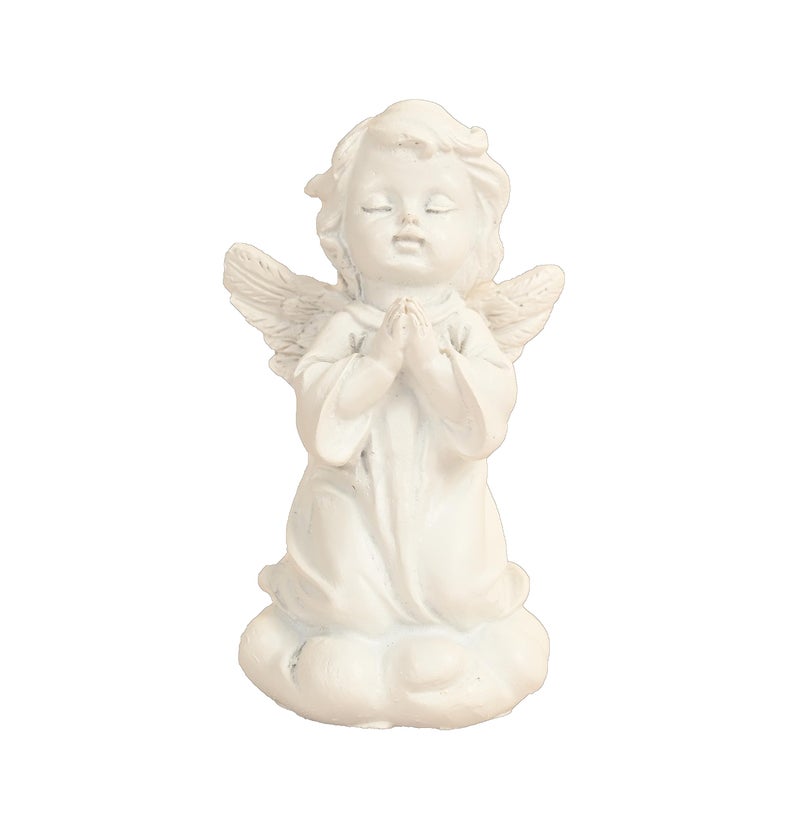 KariGhar Resin Small White Praying Little Angel Statue Catholic Idol for Home | Prayer Room | Bed Room | Shelf | Mantel | Gifting and Decoration, White, 3.7 Inches - Image 2