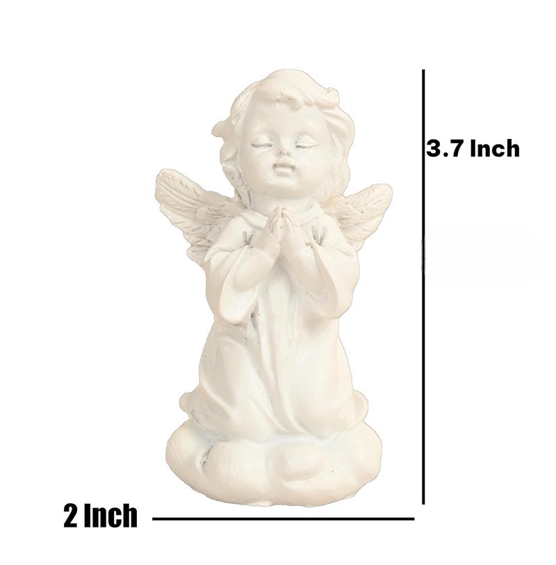 KariGhar Resin Small White Praying Little Angel Statue Catholic Idol for Home | Prayer Room | Bed Room | Shelf | Mantel | Gifting and Decoration, White, 3.7 Inches - Image 3