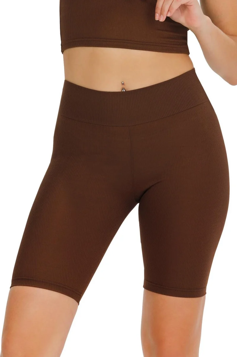 Sensu Women's High Waist Ribbed Shorts and Tights KTYT115
