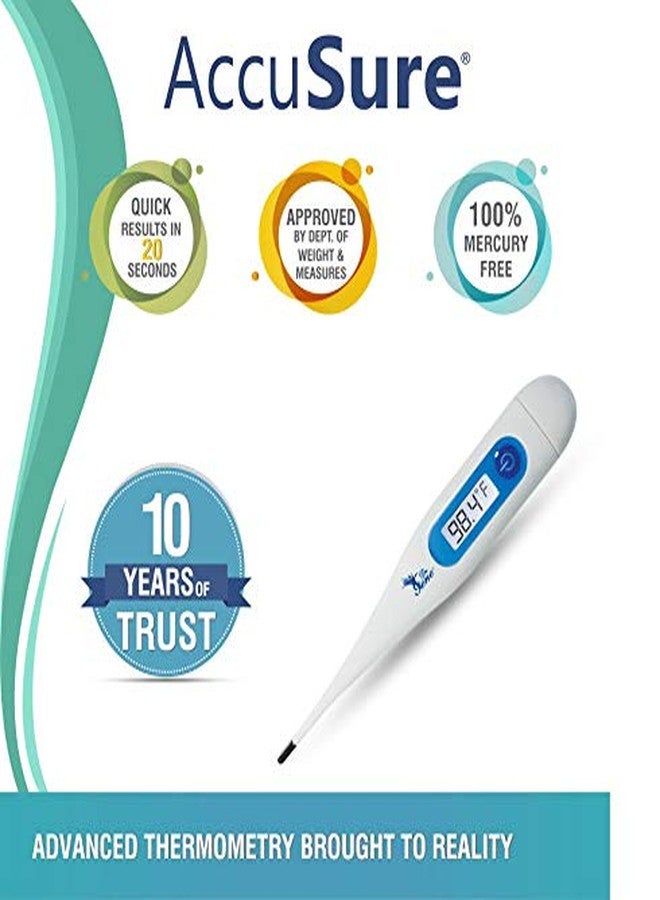 AccuSure مقياس حرارة رقمي AccuSure MT 32 ذو طرف صلب، 20 ثانية (أبيض) - Image 2