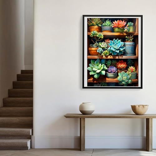 Meothan 5D Flowers Diamond Painting Kits for Adults DIY Plant Succulents Diamond Art Kits for Adults Beginners Full Drill Gem Art Crafts Kits for Home Wall Art Decor Gifts 12x16 inch - Image 4