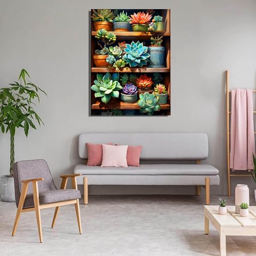 Meothan 5D Flowers Diamond Painting Kits for Adults DIY Plant Succulents Diamond Art Kits for Adults Beginners Full Drill Gem Art Crafts Kits for Home Wall Art Decor Gifts 12x16 inch - Image 2