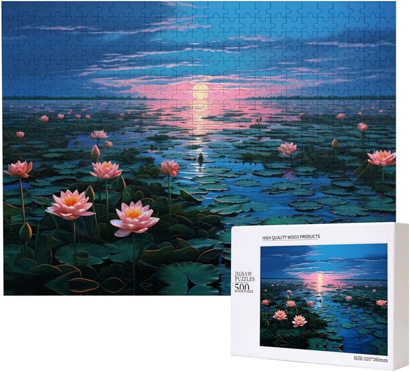Phayah Lotus Marsh 500 Piece Jigsaw Puzzle For Adults Home Decor 20 4 X 15 Inches - Image 1