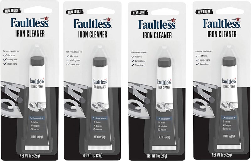 Faultless منظف مكواة ساخنة، منظف بخار غير سام، يزيل الأقمشة المنصهرة، الغراء، المياه العسرة، ترسبات الجير والنشا (1 أونصة) (4 عبوات) - Image 1