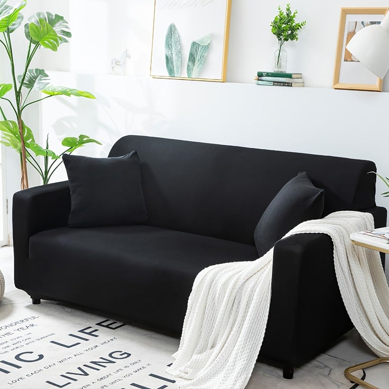Navy Blue Stretchable Solid Color Elastic Polyester Fiber Sofa Cover Single Set Home Protection Furniture Cover For Living Room All Seasons - Image 2