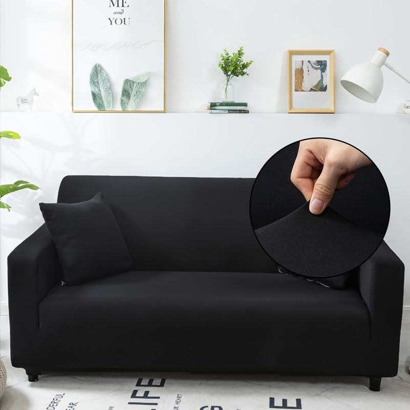 Navy Blue Stretchable Solid Color Elastic Polyester Fiber Sofa Cover Single Set Home Protection Furniture Cover For Living Room All Seasons - Image 1