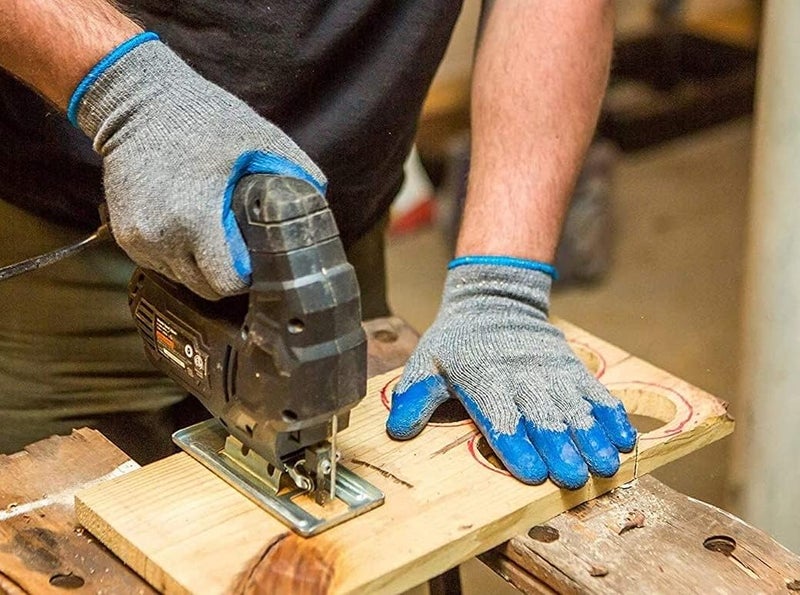 AQ AQSON قفازات عمل مطاطية لاتكس مزدوجة الطلاء AQSON للاستخدام الثقيل للبناء والبستنة - أزرق/أحمر - Image 3