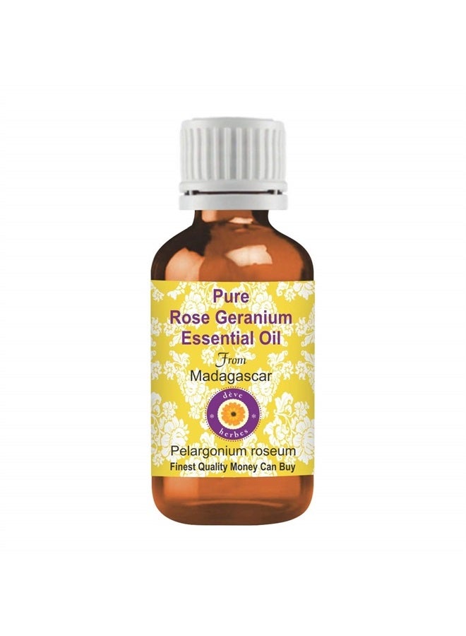 Deve Herbes Pure Rose Geranium Essential Oil (Pelargonium roseum) 100% Therapeutic Grade Steam Distilled 10ml (0.33 oz) - Image 1