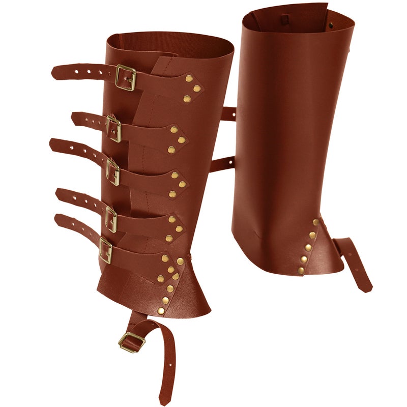 Wish Medieval Renaissance Knight Pu Leather Punk Leg Boots Shoe Cover Boots Belt Buckle Cos - Image 5