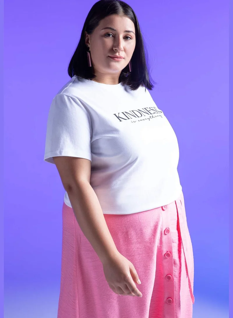 DeFacto Regular Fit Short Sleeve Slogan Print T-Shirt