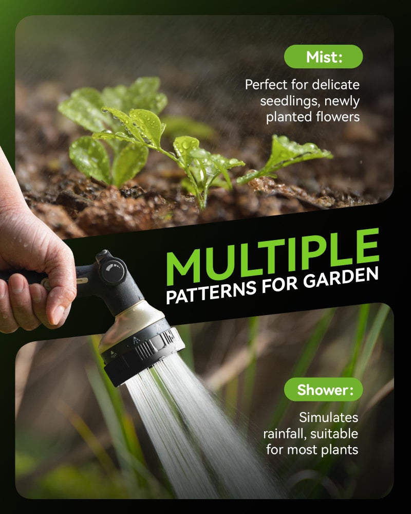 RAINPOINT Hose Sprayer Nozzle Heavy Duty - 8 Spray Patterns Garden Hose Nozzle with Adjustable Flow Control for Watering Plants, Washing Cars,Washing Pets, Thumb Control (Black) - Image 5