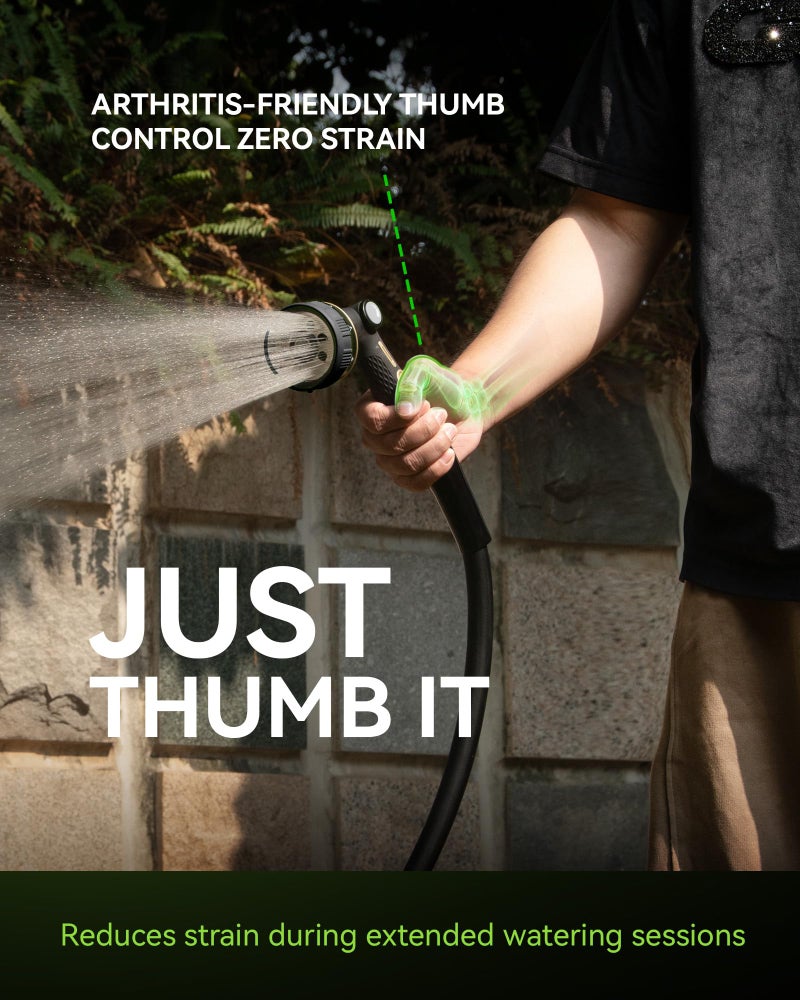 RAINPOINT Hose Sprayer Nozzle Heavy Duty - 8 Spray Patterns Garden Hose Nozzle with Adjustable Flow Control for Watering Plants, Washing Cars,Washing Pets, Thumb Control (Black) - Image 2