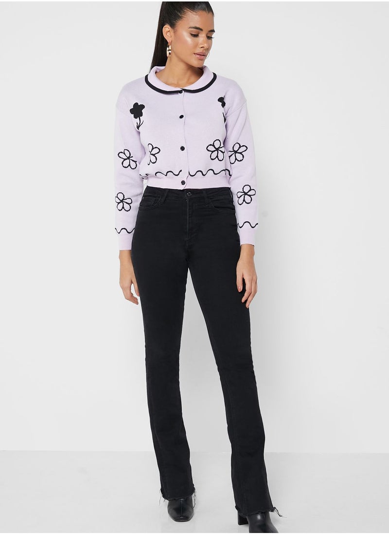 ELLA - Floral Collared Cardigan - Image 1