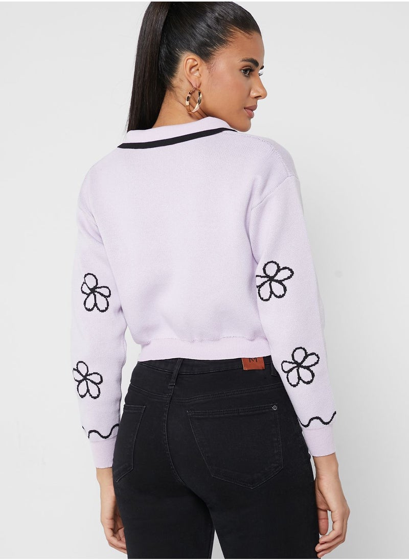 ELLA - Floral Collared Cardigan - Image 1