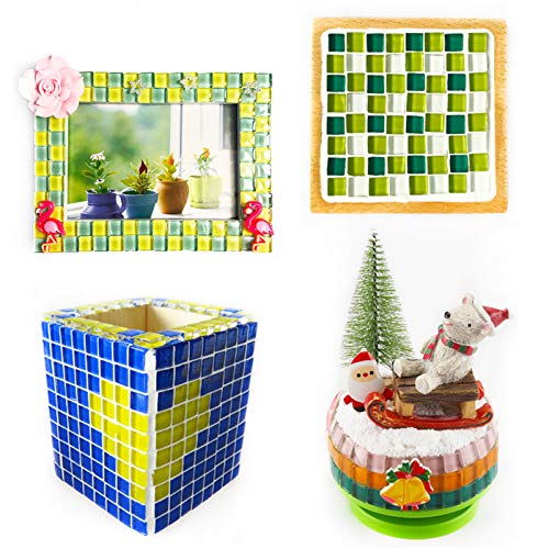 PINUO&KE 200 Pieces / 200 g Mosaic Tiles, Square Shapes 0.4x0.4 inch Square Ceramic Mosaic Mosaic Glass Pieces for DIY Art Crafts and Home Decorations - Yellow - Image 5