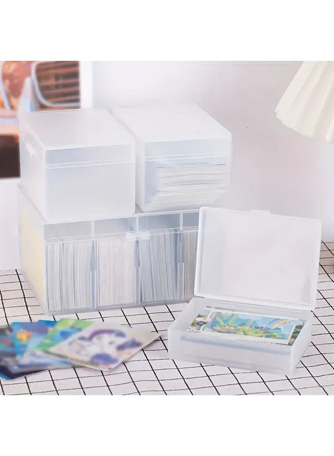 3pcs Clear Plastic Card Storage Boxes 1 Large And 2 Small With Lids Transrectangular Organizer For Playing Cards Game Cards Collectibles Durable PP Material Flip Top Design Easy Access - Image 1