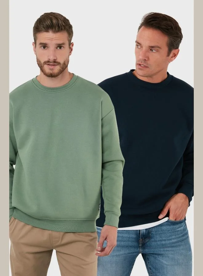 Buratti Buratti Regular Fit Crew Neck Fleece Lined 2-Pack Men's Sweatshirt 5905255S2