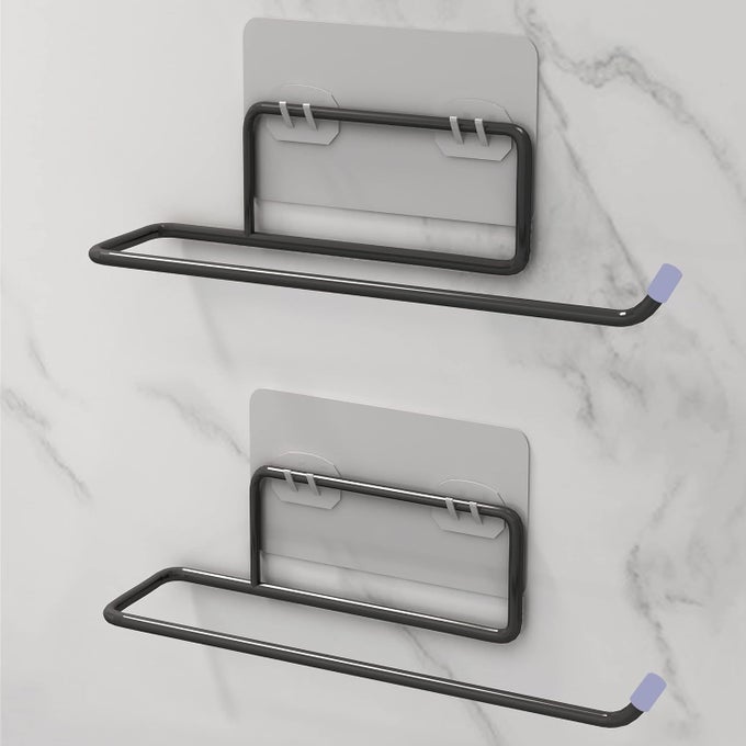 SELF ADHESIVE GI STEEL TOILET PAPER STANDTISSUE ROLL HANGER FOR BATHROOMNAPKIN HOLDER BLACK PACK OF 2