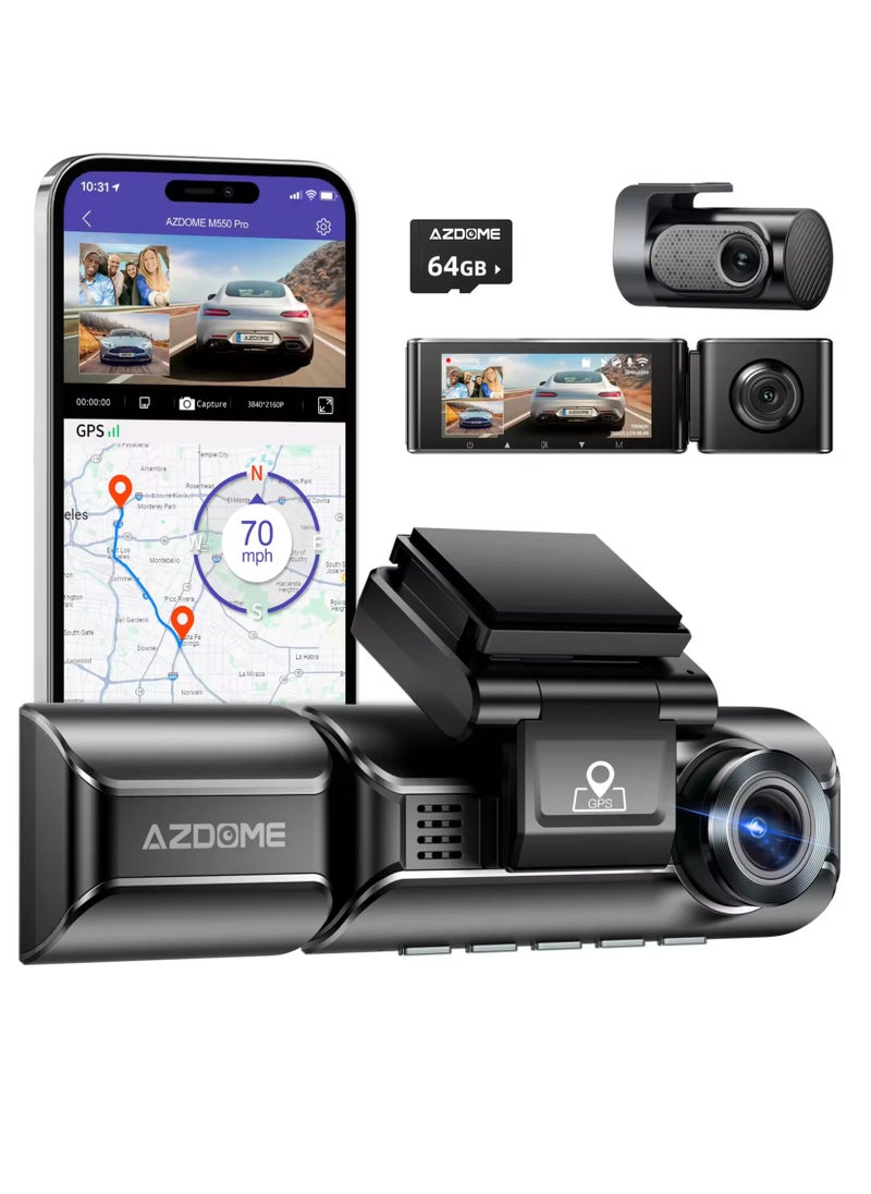 4K Dash Cam, 3 Cameras, Front, Back and Interior Dash Cam with WiFi and Super Night Vision GPS Smart Emergency Recording 24-Hour Parking Monitoring, Smart Incident Sensor, Driving Route Finder - pzsku/Z837A2343AECE3B3AA0E6Z/45/_/1720495043/097f8bb6-49ff-4769-9a50-7bbde25ddd90