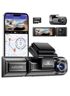 AZDOME 4K Dash Cam, 3 Cameras, Front, Back and Interior Dash Cam with WiFi and Super Night Vision GPS Smart Emergency Recording 24-Hour Parking Monitoring, Smart Incident Sensor, Driving Route Finder  - Image 1