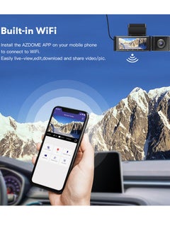 AZDOME 4K Dash Cam, 3 Cameras, Front, Back and Interior Dash Cam with WiFi and Super Night Vision GPS Smart Emergency Recording 24-Hour Parking Monitoring, Smart Incident Sensor, Driving Route Finder  - Image 3