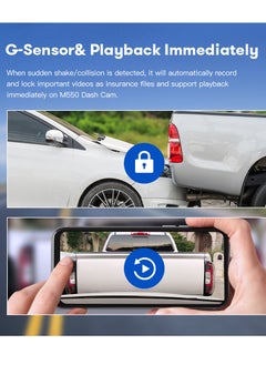 AZDOME 4K Dash Cam, 3 Cameras, Front, Back and Interior Dash Cam with WiFi and Super Night Vision GPS Smart Emergency Recording 24-Hour Parking Monitoring, Smart Incident Sensor, Driving Route Finder  - Image 2