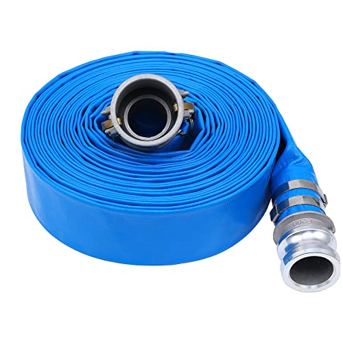 Geowaky 2 inch x 100ft PVC Lay Flat Discharge Hose With Aluminum Camlock C & E Fittings, Cam Lock Fitting, Heavy Duty Reinforced Pump Backwash Hose Assembly - Image 1