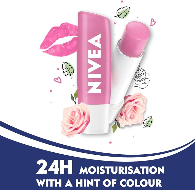 NIVEA Soft Rosé Caring Lip Balm Stick - 24h Melt-in Moisture - Image 4