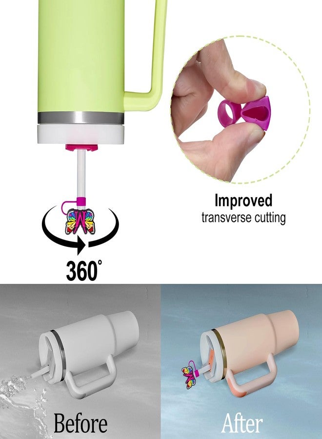 DMLNN Straw Covers for Stanley Cup, 3Pcs Butterfly Initial Letter Straw Covers with Initial Letter Keychains - RoseRed (Letter M) - Image 5