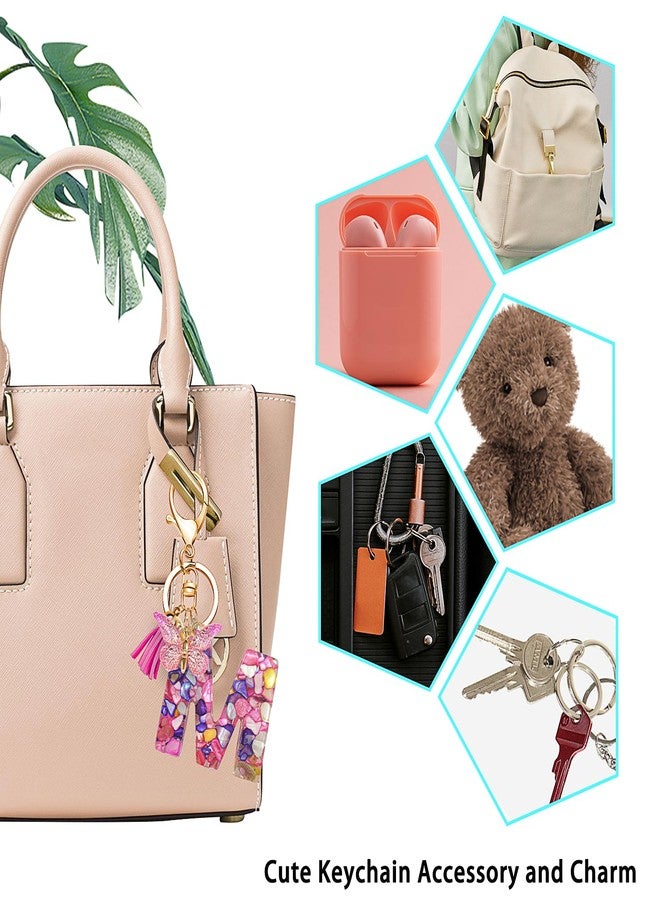 DMLNN Straw Covers for Stanley Cup, 3Pcs Butterfly Initial Letter Straw Covers with Initial Letter Keychains - RoseRed (Letter M) - Image 4